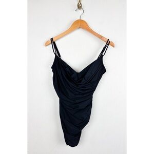 Magicsuit by Miraclesuit Black Draped Ruched One Piece Swimsuit Sz 16